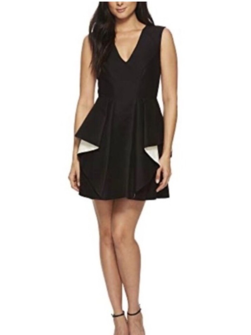 New!Black Classic Cocktail Sleeveless V-Neck Peplum Mini Dress Y2K Cottagecore